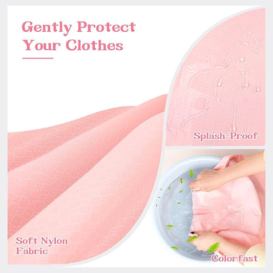 MissBoy Heavy Duty Nylon Laundry Bag,Washable & Splash-Resistant Dirty Clothes Storage Bag with Drawstring & Handles丨Lightweight, Foldable & Space-Saving for College Dorm,Beach&Trips, 80L Pink