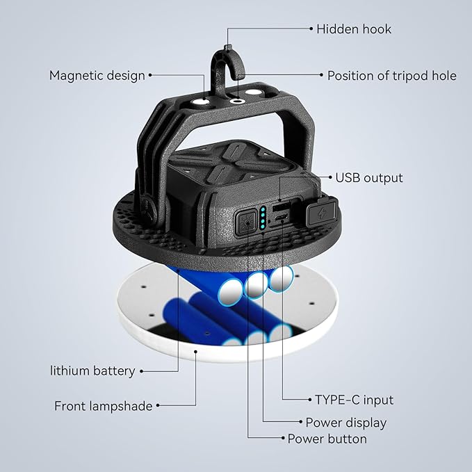 VAVOFO 2Pcs 4000LM 15,000mAh LED Camping Lantern Rechargeable, 3 Lighting Modes, 180LEDs ,Portable Tent Light with Magnet, IP65 Waterproof Hanging Light for Outdoor, Power Outages ,Hurricane(2Pcs)