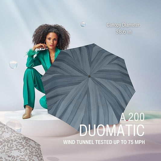 Knirps A.200 Medium Duomatic Windproof Umbrella for Adults – Automatic Open Close 38.5" Canopy, Travel Case Included