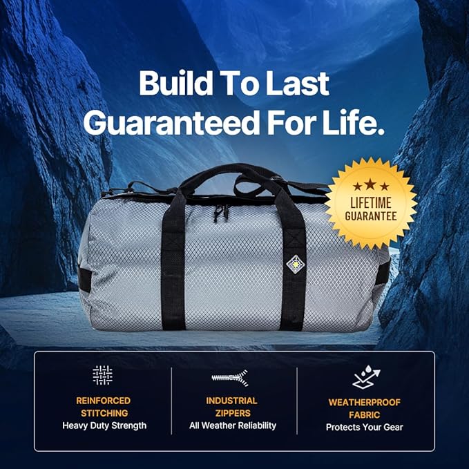 Diamond Ripstop Duffle Bags, Ultra Tough & Tear Resistant, Reinforced Stitching, Weatherproof, Packable Foldable Duffle Bag for Traveling