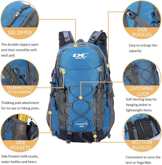 Diamond Candy Waterproof Hiking Backpack for Men and Women, Lightweight Day Pack for Travel Camping