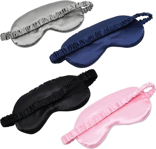 Sleep Masks 4 Pack Silky Eye Cover Soft Satin Blindfold Elastic Strap Night Eye Shade for Women Men