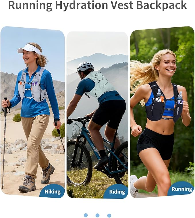 Sportsnew Running Vest for Women Men, Lightweight 10L Hydration Backpack with Waterproof Phone Pocket, Hydration Pack with Water Bladder for Hiking Trail