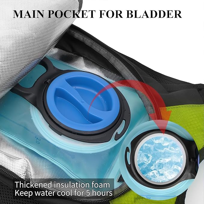 NONSAR Hydration Backpack, Hiking Backpack with 3L Water Bladder, Lightweight Insulation Hydration Pack, Water Backpack for Hiking, Cycling, Running, Festival, Camping for Men Women
