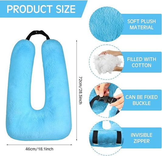 Barydat 2 Pcs Car Travel Pillow for The Back Seat 28 x 18 in Sleeping Reading Pillows for Distance Travel Car Cushion for Kids Adults Head and Body Support U Shaped Pad(Pink, Blue)