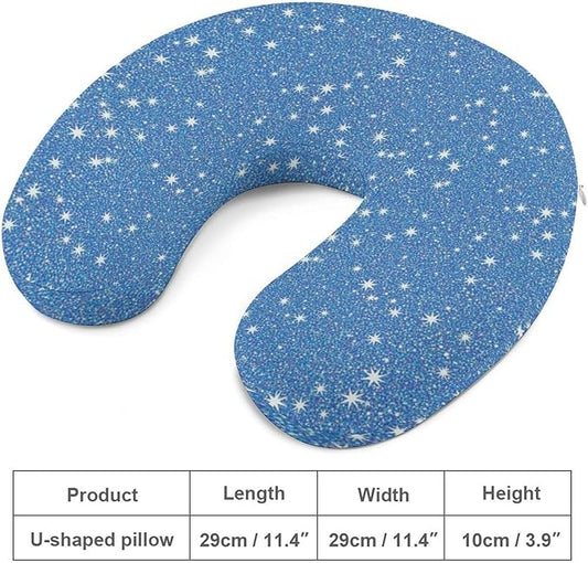 Premium Memory Foam Travel Pillow, Diamond Style Sliver Pattern U-Shaped, Head Support U-Shape for Bus Airplane Restful Sleep, Washable Breathable Cover