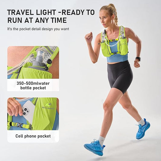 N NEVO RHINO Running Vest, Lightweight Hydration Vest, Insulated Water Backpack with 1.5L Water Bladder for Hiking, Trail, Running,Marathons,Cycling