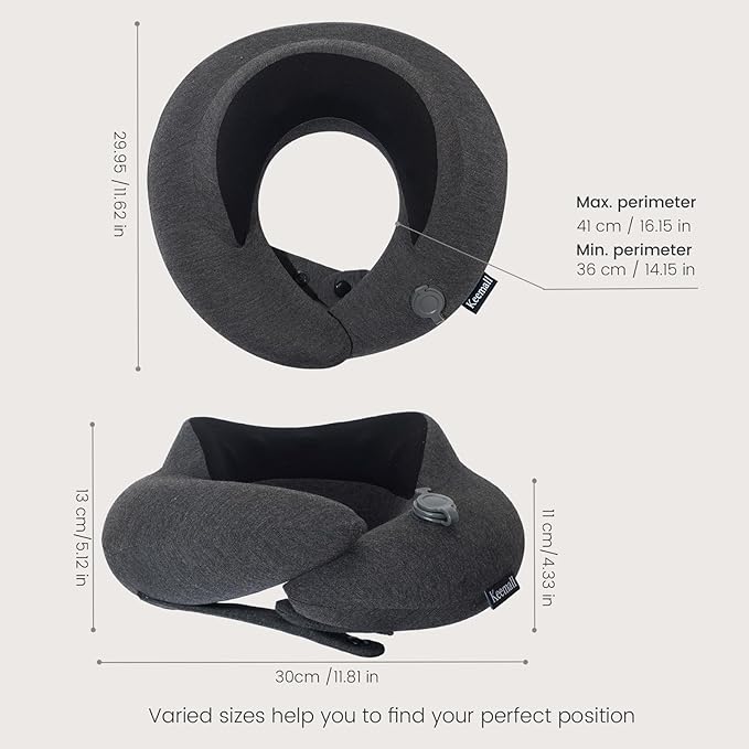 Inflatable Neck Pillow, Premium Travel Neck Pillow for Airplane Headrest Sleep - 3rd Generation, Double Comfort Plane Pillow for Long Flight