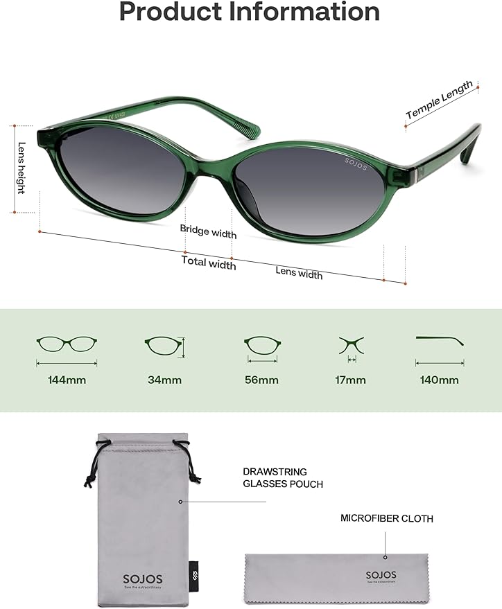 SOJOS TR90 Ultra Light Flexible Sunglasses for Women Retro Oval Polarized Cat Eye Vintage Shades UV400 Protection Comfort Fit