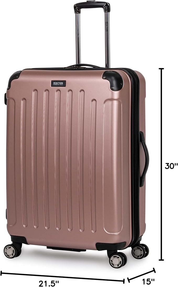 Kenneth Cole REACTION Renegade Luggage Expandable 8-Wheel Spinner Lightweight Hardside Suitcase, Rose Gold, 28-Inch Checked