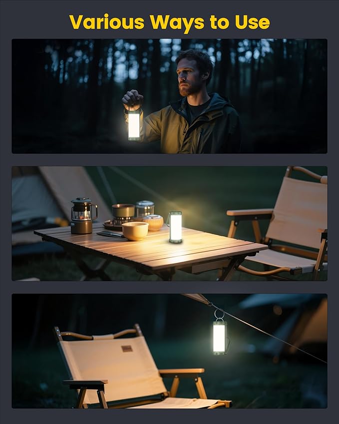 Glocusent 106 LED Camping Lantern Rechargeable, Up to 80Hrs, 5000mAh Lantern with 5 Brightness 3 Modes & SOS, IP68 Waterproof, Max 1200LM, Camping Light for Power Outages Hiking Emergency Hurricane