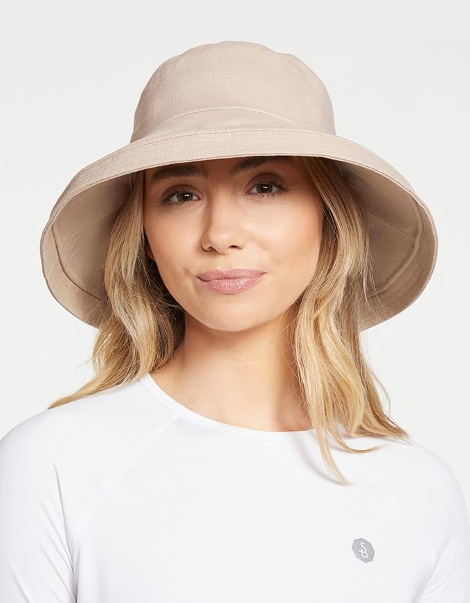 Solbari Women's Holiday Sun Hat UPF 50+ Packable UV Sun Protection Hat with Full Coverage Brim, Reversible, Adjustable Fit