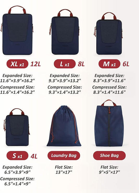 BAGSMART Compression Packing Cubes for Travel, 6 Set/5 Set/4 Set, Compression Suitcase Organizer Bags Set for Suitcases Travel Essentials, Lightweight Packing Organizers