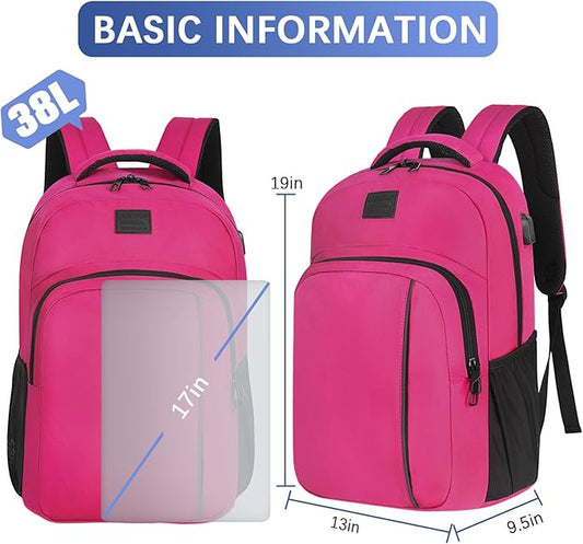 LARIPOP Extra Large Backpack,17.3 Inch Business Laptop backpack for Men Women with USB Charging Port,Water-Resistant Laptopack Weekender Daypack for Work College Computer