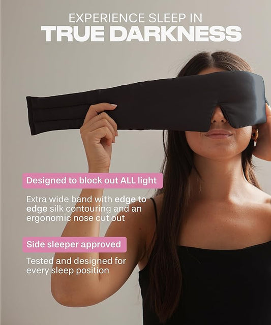 SUNDAYSILKSβ’ | Adjustable Silk Sleep Mask for Side Sleeper | Cloud-Like Comfort, Weighted for Deep Sleep | Soft Sleep Face Mask for Women & Men, Full Blackout, Cooling Silk Eye Mask for Sleeping