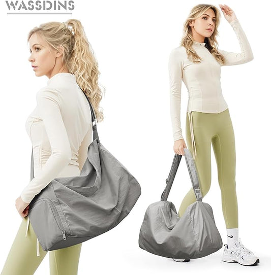 Small Gym Bag with Shoe Compartment, Workout Sport Duffle Bag for Women Travel, Waterproof Shoulder Overnight Bags Lightweight Carry on Tote Bags for Swim, Yoga, Dance