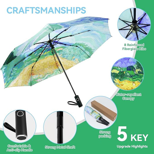 Umbrella, Pretty Umbrellas for Women and men, Ladies Umbrellas for Rain, Automatic Folding Umbrellas Open Close