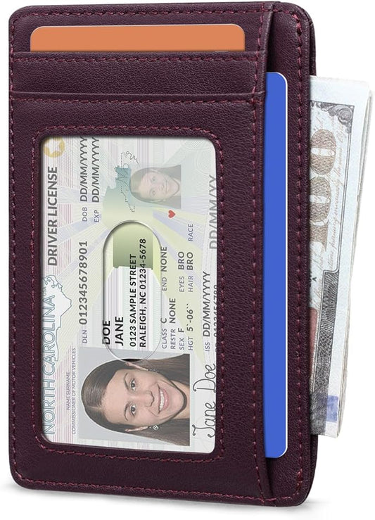 RUNBOX Slim ID Cases Minimalist Front Pocket RFID Blocking Leather Wallets for Men and Women Card Holder Wallets Gifts for men