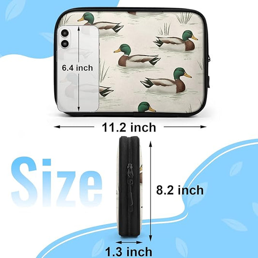 Green Duck Travel Cable Organizer Pouch Farm Mallard Electronics Accessories Carry Case Portable Water Resistant Storage Bag for Cord Charger Phone Earphone SD Card