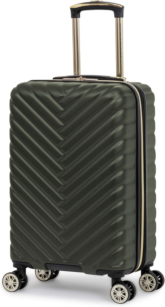 Kenneth Cole REACTION Madison Square Lightweight Hardside Chevron Expandable Spinner Luggage, Olive, 2-Piece (20" Carry On + Sophie Backpack)