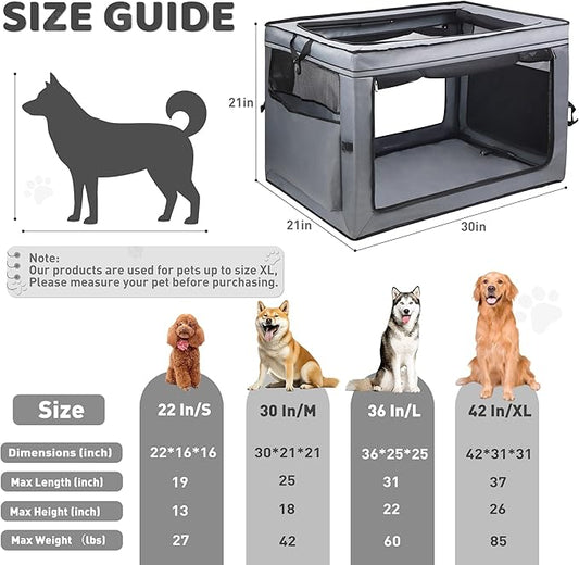 Foldable Pet Crate for Dogs & Cats, Portable Soft-Sided Kennel with Oxford Fabric, Lightweight & Easy to Carry, Travel & Indoor Use, Large