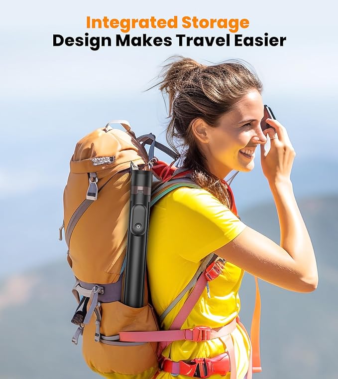 TONEOF 70" Automatic Phone Tripod with Magnetic Rechargable Remote,Selfie Stick 360° Vertical & Horizontal Rotatable,Stable for iPhone/Android(Black)