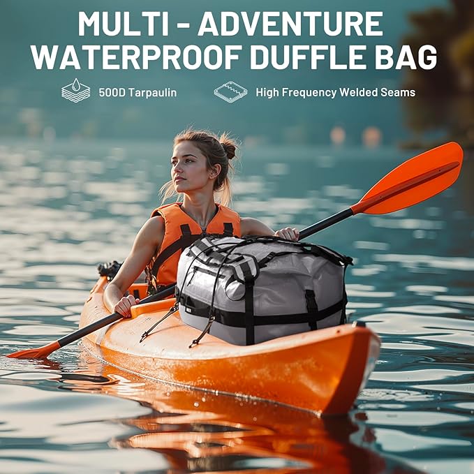 MIER Large Waterproof Duffel Bag Rolltop Dry Backpack Duffle Bags for Kayaking, Rafting, Boating, Swimming, Camping, Travel, Gym, Beach, 60L/80L