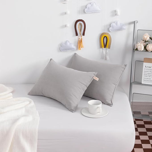 NTBAY Tiny Pillows, Down Alternative 7"x11" Microfiber Mini Pillows for Travel, Pets, Soft Machine Washable Small Pillow for Neck, Wrist, Lumbar and Knee, Light Grey