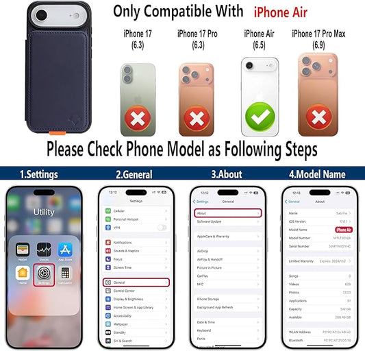 GUERNICA for iPhone 17 Air (6.7") Case Wallet with Card Holder, RFID Blocking Leather Protection, Shockproof Women Men Phone Case for iPhone Air, Blue