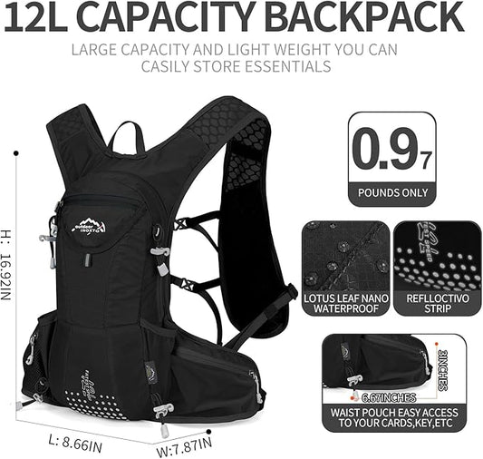 Hydration Pack Backpack, Lightweight Water Backpack with 2L Leakproof Hydration Bladder Daypack for Men Women,Running Hydration Vest for Outdoor Trail
