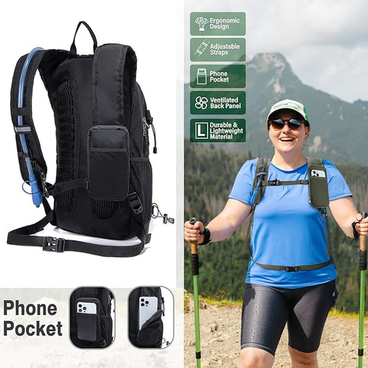Insulated Hydration Backpack Pack with 2L Water Bladder Lightweight 22L Hiking Backpack Bag for Women Men Daypack for Hiking Running Festival Camping Biking