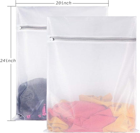 Mesh Wash Bag for Washing Machine-Supper Zipper Net Laundry Bag for Travel,Lingerie,Sweater,Garment,Undergarment,Pack of 2 (20 Inch X 24 Inch)