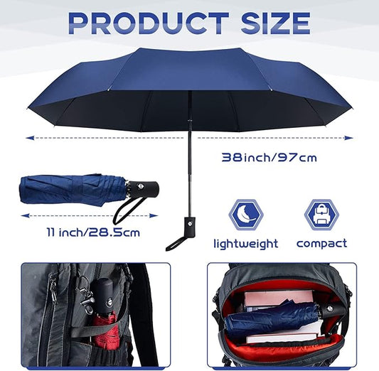 Amylove Windproof Travel Compact Umbrellas Bulk Wind Resistant Folding Auto Open and Close Rain Automatic Travel Collapsible Portable Umbrellas for Men and Women Gifts 4 Colors