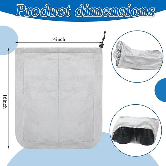 4 Pcs Travel Shoe Bags Spandex Shoes Pouch with Interior Divider and Drawstring for Women Men Luggage Packing(Grey)