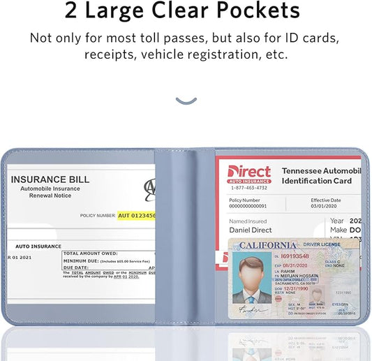 CoBak Car Registration and Insurance Holder - Men and Women Small Lightweight Vehicle Glove Box Car Organizer, Auto Truck Comparment Accessories Case for Essential Document, Driver License (Lavender)