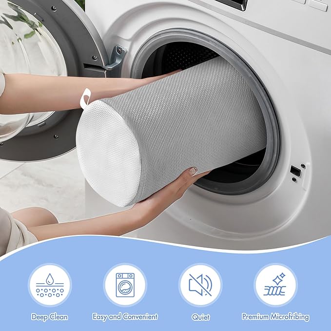 Shoe Washing Machine Bag for Washer and Dryer - Reusable Lint-free, Large Laundry Shoe Bag for Sneakers Tennis Home Washing Kit, Includes Shoe Trees to Prevent Deformation, Grey 2pcs