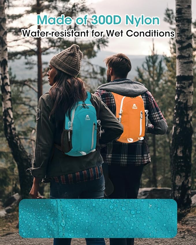 Small Hiking Backpack with Front Phone Holder, Packable Back pack with Chest and Waist Strap, Lightweight Daypack for Women Men