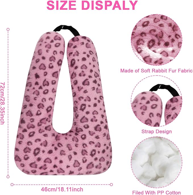 Travel Pillow, Travel Pillow for Kids, Sleeper Hold Pillow Travel, Removable U-Shaped Pillow for Adults and Children to Support Head and Body in The Back Seat of Long Car Trips (Pink Leopard Print)