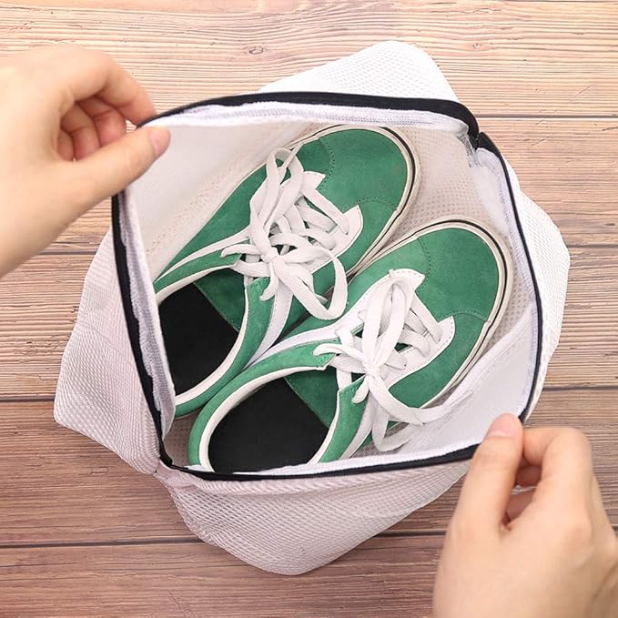 Tenn Well Shoe Washing Machine Bags, 3PCS Mesh Laundry Bags for Shoes, Sneakers, Trainers, Tennis Shoes, Slippers, Fit up to Men’s Size 12