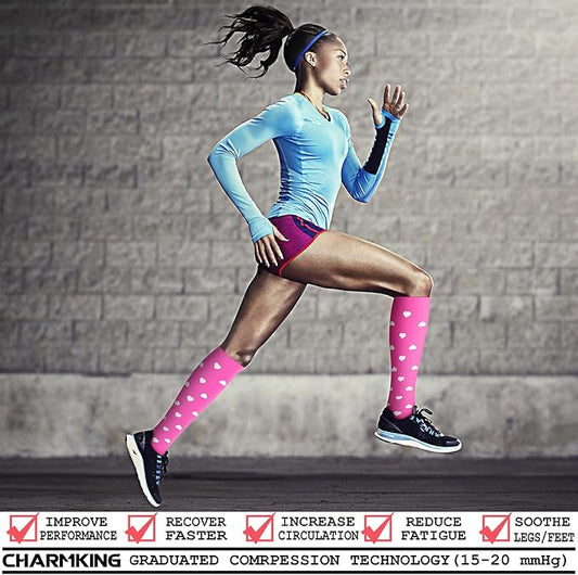 CHARMKING Compression Socks for Women & Men Circulation (8 Pairs) 15-20 mmHg is Best Support for Athletic Running,Cycling