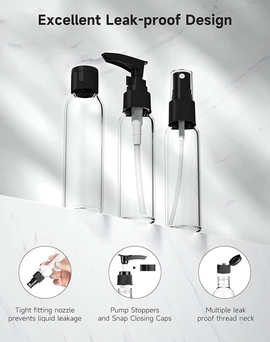 Morfone Travel Bottles Kits -TSA Approved Travelling Size Containers for Toiletries Leak Proof Refillable Liquid Travel Essentials with Toiletry Bag for Cosmetic Shampoo Conditioner Lotion