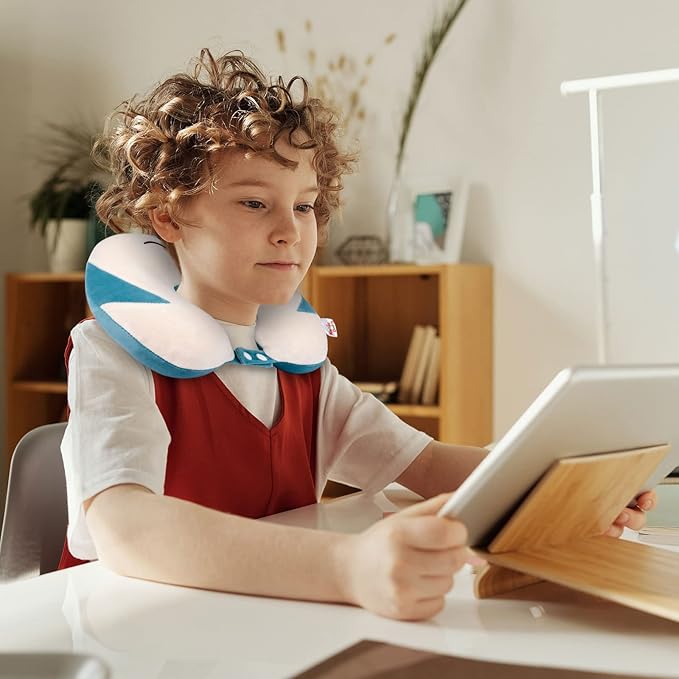 Niuniu Daddy Penguin Kids Travel Pillow - Soft Memory Foam Portable Neck Pillow for Long Trip by Airplane, Car, Train Essentials Travel Sleeping for Toddlers Boys and Girls (3-8 Years)