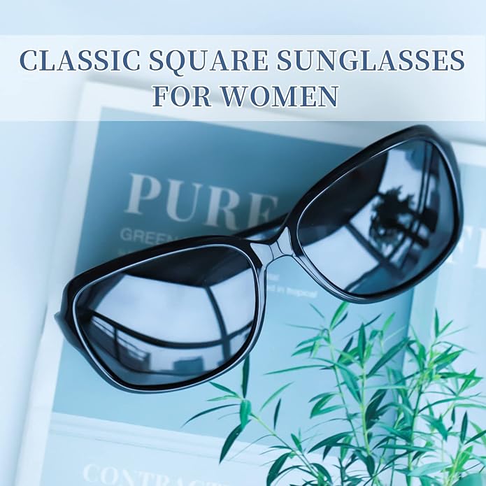 SIPHEW Polarized Sunglasses for Women | Vintage Square Sunglasses w UV400 Protection | Womens Wraparound Shade