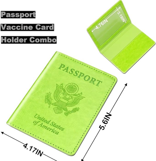 Herain Green & Orange Passport Holder for Travel, Cruise Essentials Passport Wallet Cover Case for Family Women Men, Travel Accessorie Gifts Must Haves Passports Book Protector