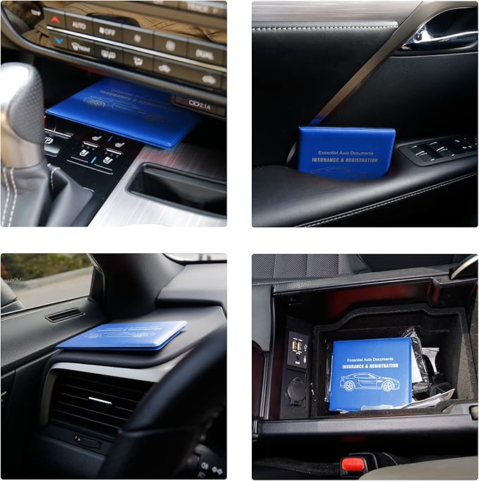 UYYE Car Registration and Insurance Card Holder, Vehicle Glove Box Car Organizer, Interior Car Accessories for Documents, Cards, License - 2 Pack