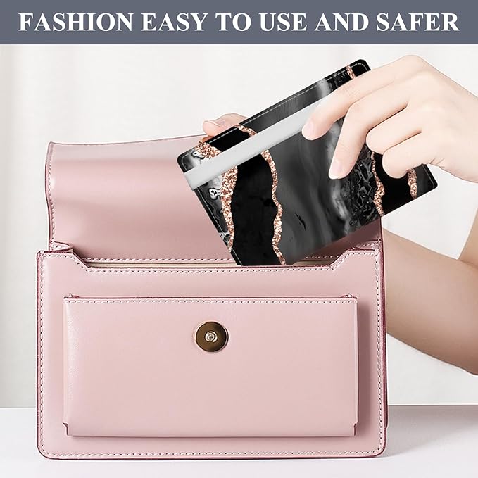 Passport Holder for Travel Essentials, RFID Premium Leather Passport Wallet Cover Case for Travel Must Haves Accessories, Passport Book Holders for Women Men Luxury Gold Marble