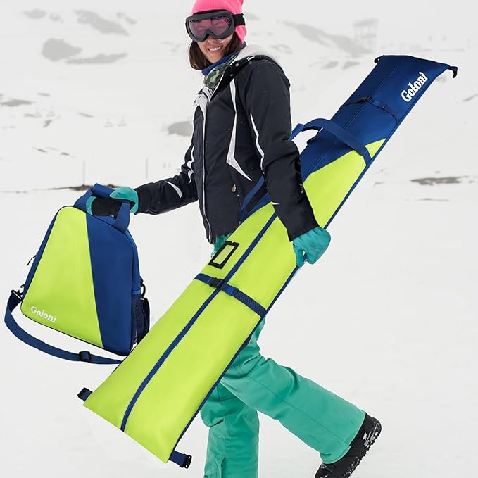 Goloni Ski Bag and Boot Bag Combo,Ski Bags for Air Travel,Snowboard Bag Fits for Skis Up to 180 CM and Boots Up To Size US13