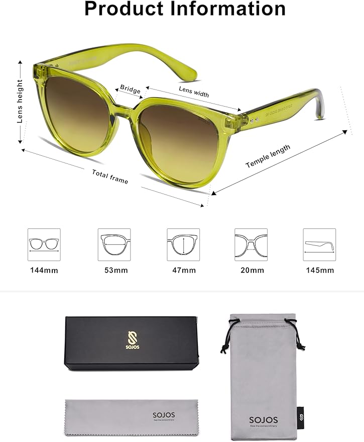 SOJOS Trendy Cat Eye Round Polarized Sunglasses for Women Fashion UV Protection Sunnies Sunglasses SJ2175