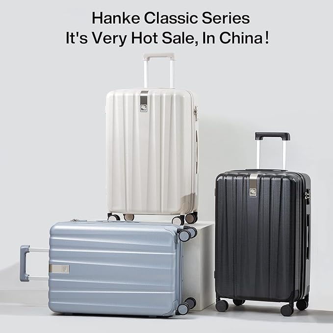 Hanke 24 Inch Luggage Suitcases With Spinner Wheels Lightweight PC Hard Shell Rolling Suitcase With Travel Lock,Checked-Medium 24-Inch(Gray)