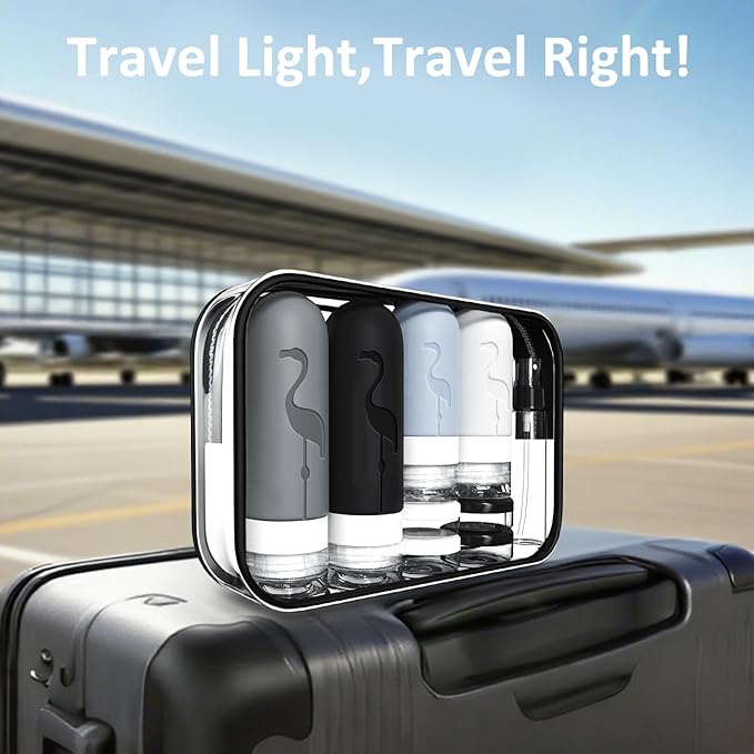 Empty 3 oz Travel Size Bottles Toiletries Containers for Toiletries Liquids,Small Silicone Mini Refillable Leak Proof TSA Approved Travel Bottles for Creams Shampoo and Conditioner Traveling